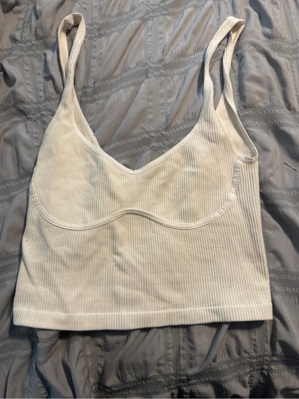 Free people Ribbed Scoop Neck Crop Top in Off-White